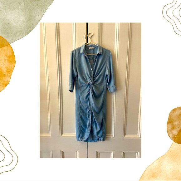 Zara Denim Shirt Dress with Knot - Picture 2 of 8